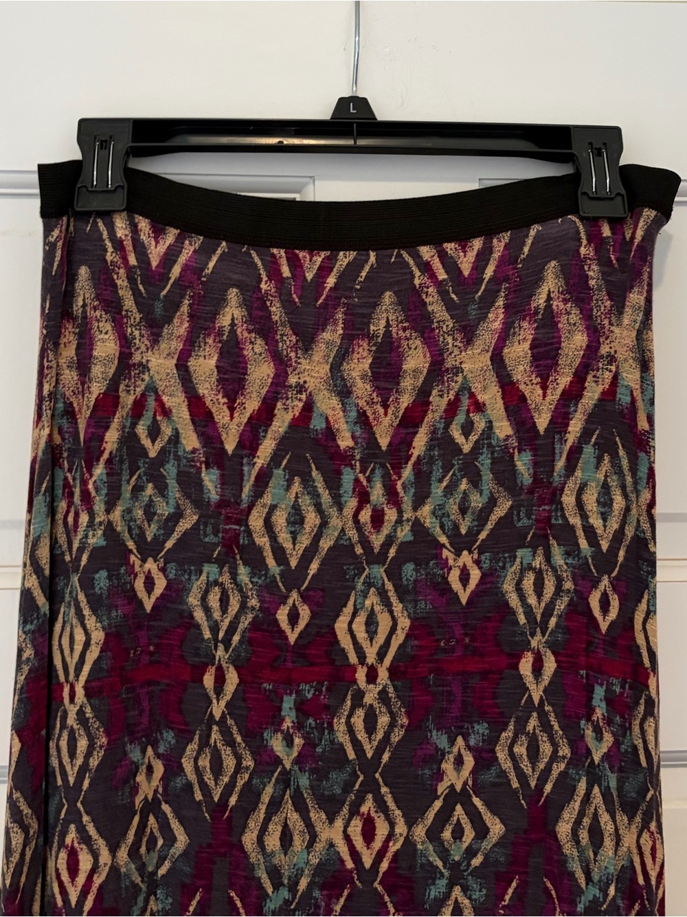 Free People Boho Maxi Skirt in Burgundy Geo Print - Picture 4 of 10